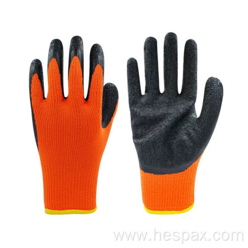 Hespax Acrylic Crinckle Latex Coated Construction Work Glove